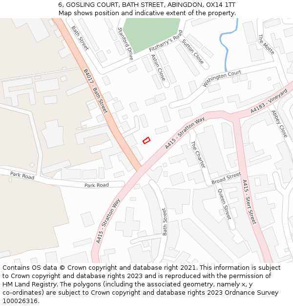 6, GOSLING COURT, BATH STREET, ABINGDON, OX14 1TT: Location map and indicative extent of plot