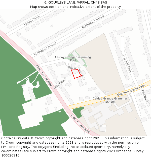 6, GOURLEYS LANE, WIRRAL, CH48 8AS: Location map and indicative extent of plot