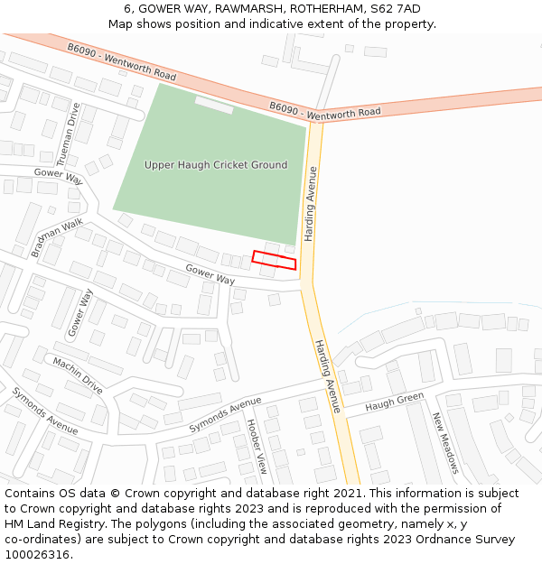 6, GOWER WAY, RAWMARSH, ROTHERHAM, S62 7AD: Location map and indicative extent of plot