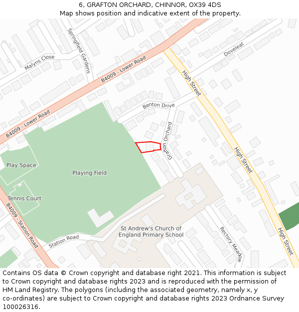 6, GRAFTON ORCHARD, CHINNOR, OX39 4DS: Location map and indicative extent of plot
