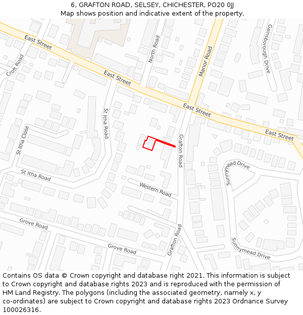 6, GRAFTON ROAD, SELSEY, CHICHESTER, PO20 0JJ: Location map and indicative extent of plot