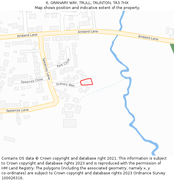 6, GRANARY WAY, TRULL, TAUNTON, TA3 7HX: Location map and indicative extent of plot