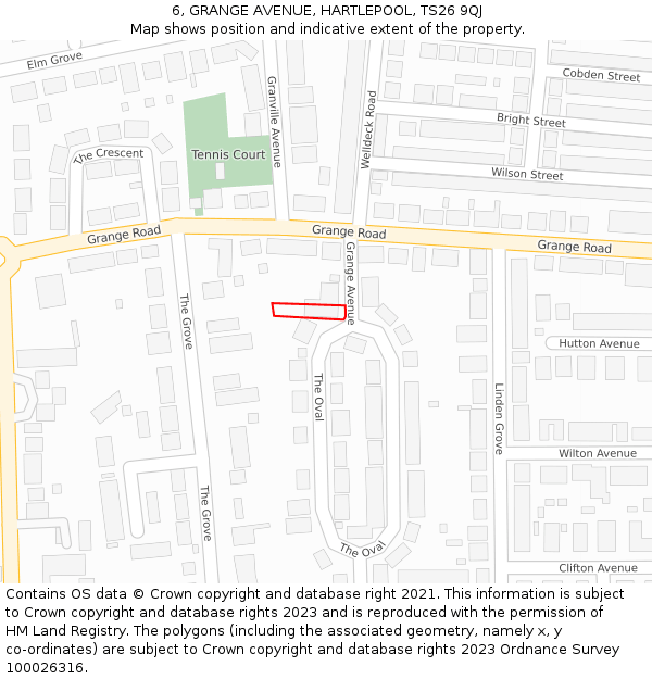 6, GRANGE AVENUE, HARTLEPOOL, TS26 9QJ: Location map and indicative extent of plot