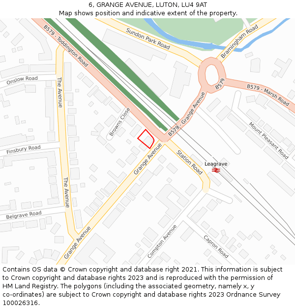 6, GRANGE AVENUE, LUTON, LU4 9AT: Location map and indicative extent of plot