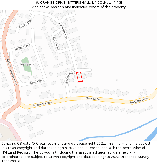 6, GRANGE DRIVE, TATTERSHALL, LINCOLN, LN4 4GJ: Location map and indicative extent of plot