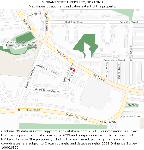 6, GRANT STREET, KEIGHLEY, BD21 2NU: Location map and indicative extent of plot