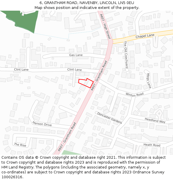 6, GRANTHAM ROAD, NAVENBY, LINCOLN, LN5 0EU: Location map and indicative extent of plot