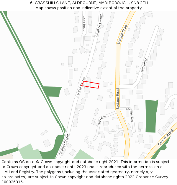 6, GRASSHILLS LANE, ALDBOURNE, MARLBOROUGH, SN8 2EH: Location map and indicative extent of plot