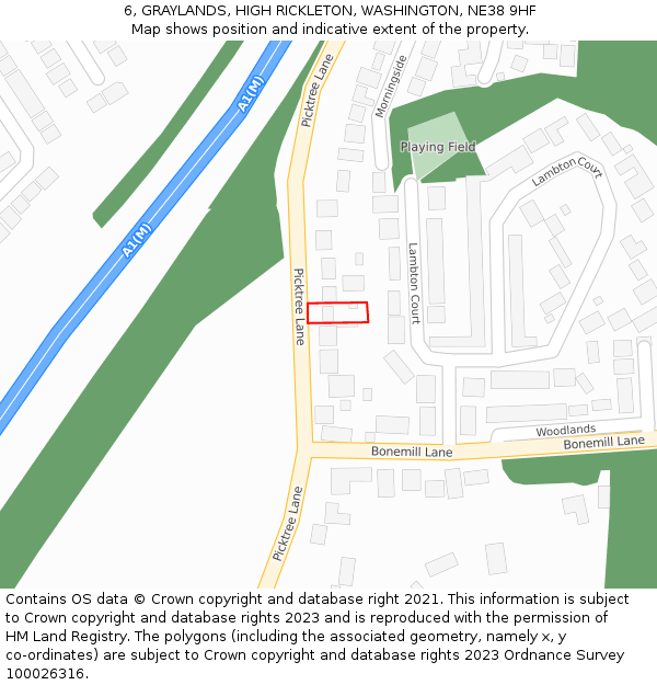 6, GRAYLANDS, HIGH RICKLETON, WASHINGTON, NE38 9HF: Location map and indicative extent of plot