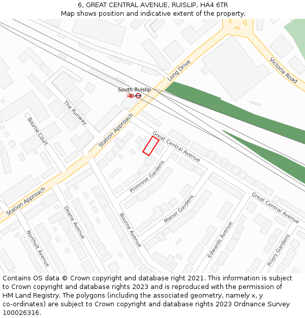 6, GREAT CENTRAL AVENUE, RUISLIP, HA4 6TR: Location map and indicative extent of plot