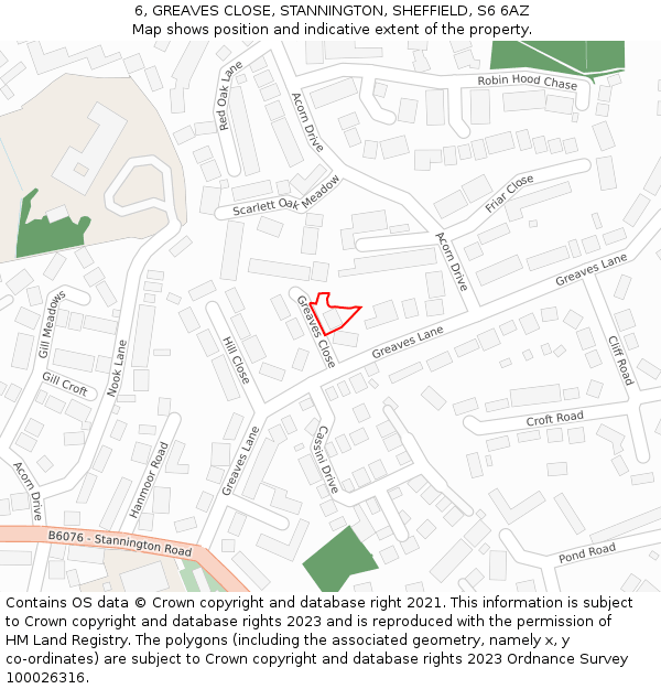 6, GREAVES CLOSE, STANNINGTON, SHEFFIELD, S6 6AZ: Location map and indicative extent of plot