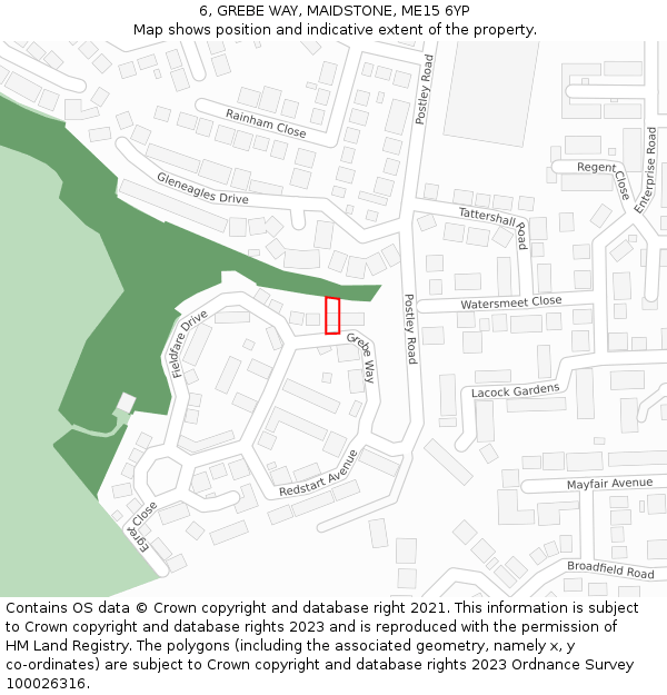 6, GREBE WAY, MAIDSTONE, ME15 6YP: Location map and indicative extent of plot