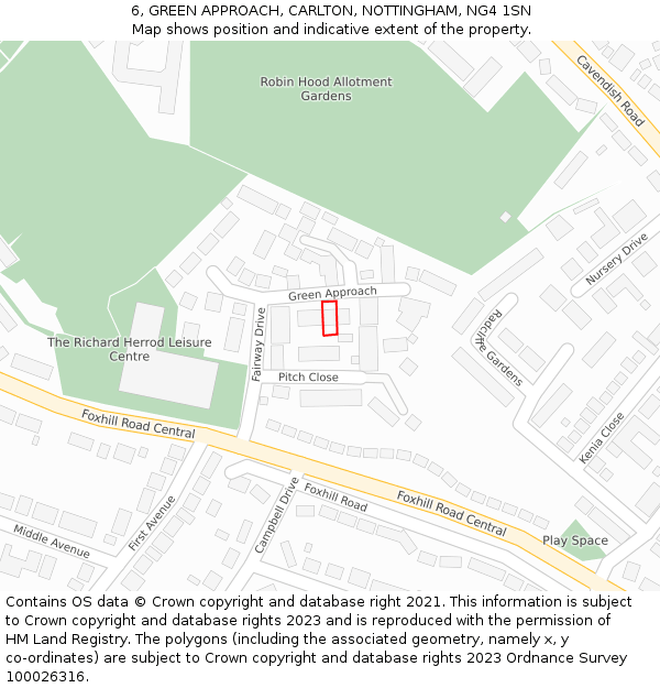 6, GREEN APPROACH, CARLTON, NOTTINGHAM, NG4 1SN: Location map and indicative extent of plot
