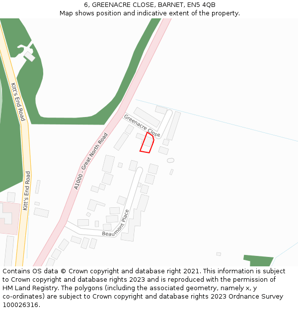 6, GREENACRE CLOSE, BARNET, EN5 4QB: Location map and indicative extent of plot