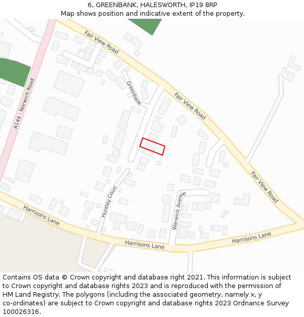 6, GREENBANK, HALESWORTH, IP19 8RP: Location map and indicative extent of plot