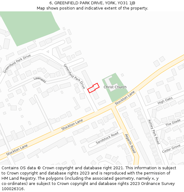 6, GREENFIELD PARK DRIVE, YORK, YO31 1JB: Location map and indicative extent of plot