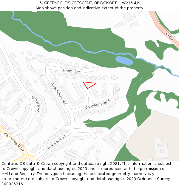 6, GREENFIELDS CRESCENT, BRIDGNORTH, WV16 4JN: Location map and indicative extent of plot