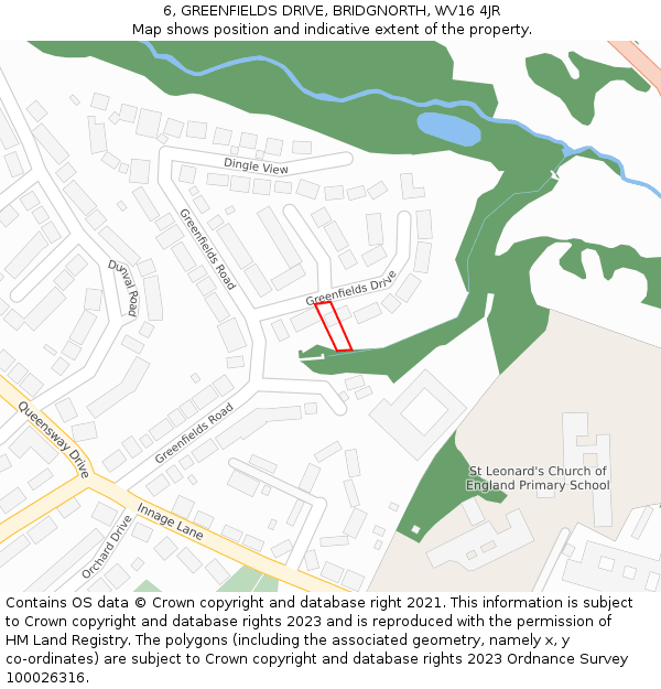 6, GREENFIELDS DRIVE, BRIDGNORTH, WV16 4JR: Location map and indicative extent of plot
