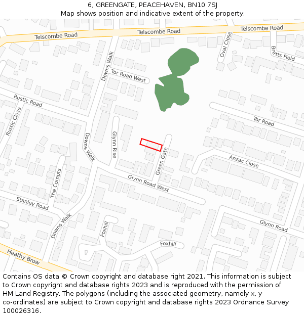 6, GREENGATE, PEACEHAVEN, BN10 7SJ: Location map and indicative extent of plot