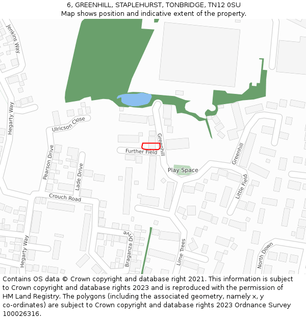 6, GREENHILL, STAPLEHURST, TONBRIDGE, TN12 0SU: Location map and indicative extent of plot