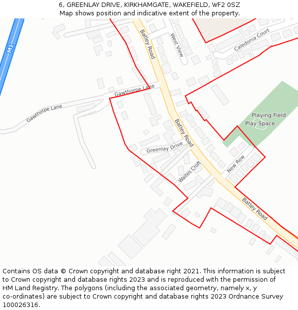 6, GREENLAY DRIVE, KIRKHAMGATE, WAKEFIELD, WF2 0SZ: Location map and indicative extent of plot