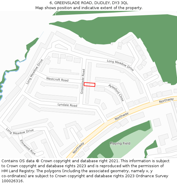 6, GREENSLADE ROAD, DUDLEY, DY3 3QL: Location map and indicative extent of plot