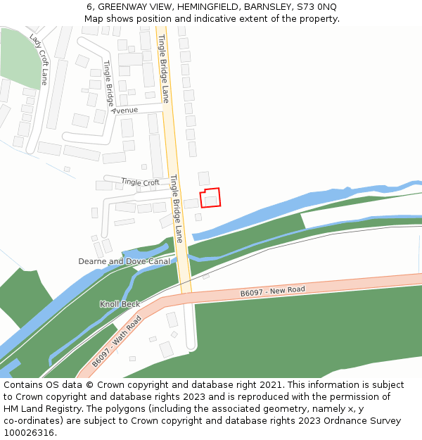 6, GREENWAY VIEW, HEMINGFIELD, BARNSLEY, S73 0NQ: Location map and indicative extent of plot