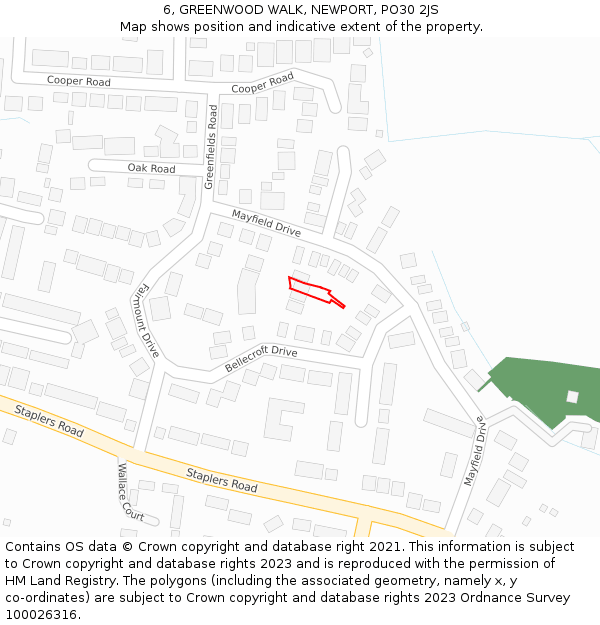 6, GREENWOOD WALK, NEWPORT, PO30 2JS: Location map and indicative extent of plot