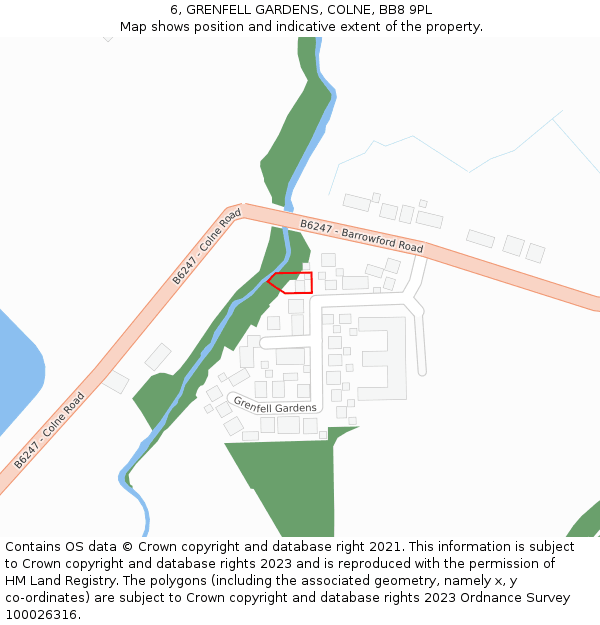 6, GRENFELL GARDENS, COLNE, BB8 9PL: Location map and indicative extent of plot