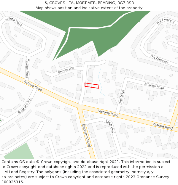 6, GROVES LEA, MORTIMER, READING, RG7 3SR: Location map and indicative extent of plot