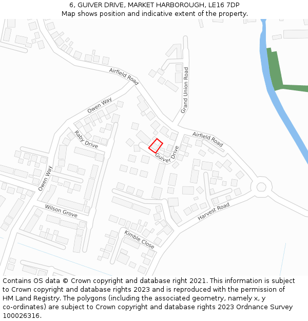 6, GUIVER DRIVE, MARKET HARBOROUGH, LE16 7DP: Location map and indicative extent of plot
