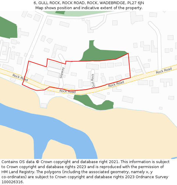 6, GULL ROCK, ROCK ROAD, ROCK, WADEBRIDGE, PL27 6JN: Location map and indicative extent of plot