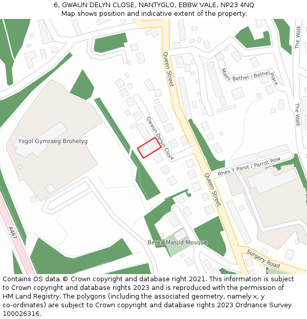 6, GWAUN DELYN CLOSE, NANTYGLO, EBBW VALE, NP23 4NQ: Location map and indicative extent of plot