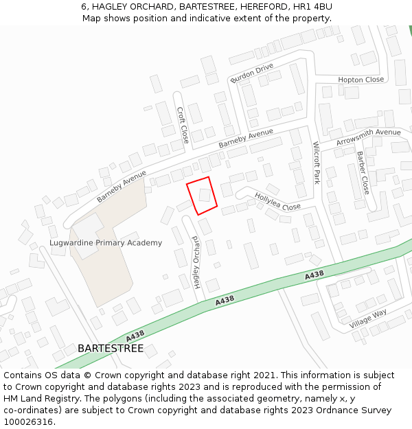 6, HAGLEY ORCHARD, BARTESTREE, HEREFORD, HR1 4BU: Location map and indicative extent of plot