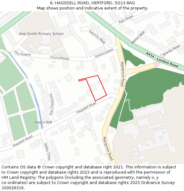 6, HAGSDELL ROAD, HERTFORD, SG13 8AG: Location map and indicative extent of plot