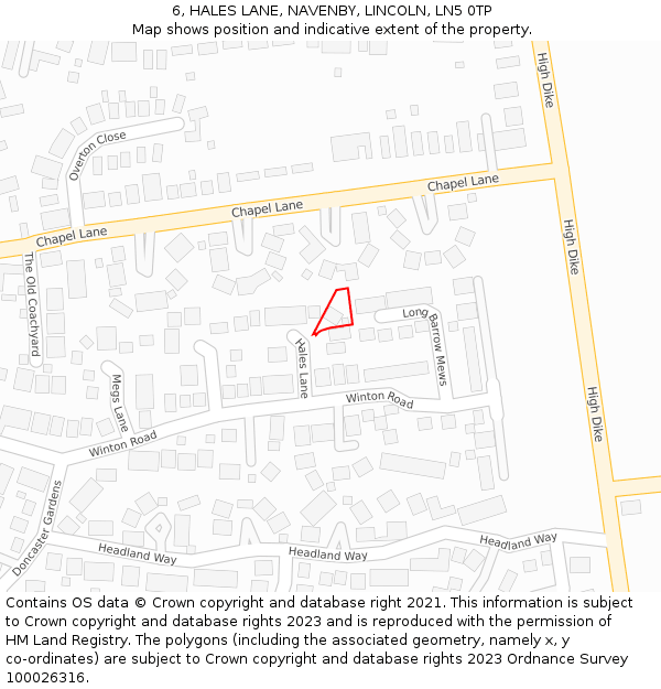 6, HALES LANE, NAVENBY, LINCOLN, LN5 0TP: Location map and indicative extent of plot