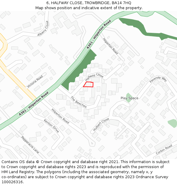 6, HALFWAY CLOSE, TROWBRIDGE, BA14 7HQ: Location map and indicative extent of plot
