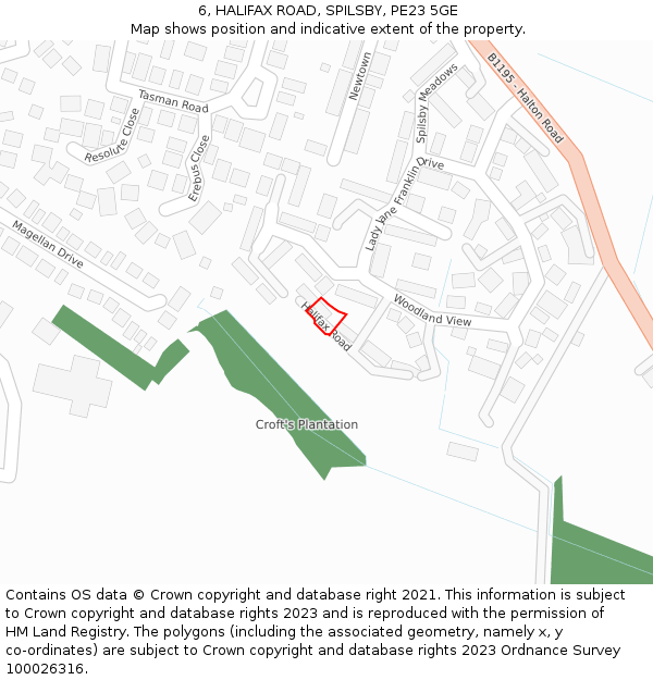 6, HALIFAX ROAD, SPILSBY, PE23 5GE: Location map and indicative extent of plot
