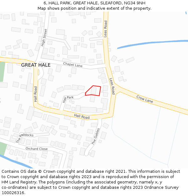 6, HALL PARK, GREAT HALE, SLEAFORD, NG34 9NH: Location map and indicative extent of plot