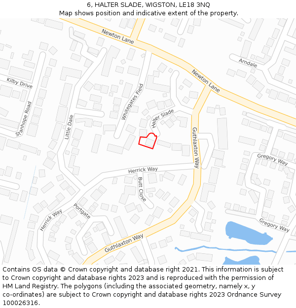 6, HALTER SLADE, WIGSTON, LE18 3NQ: Location map and indicative extent of plot