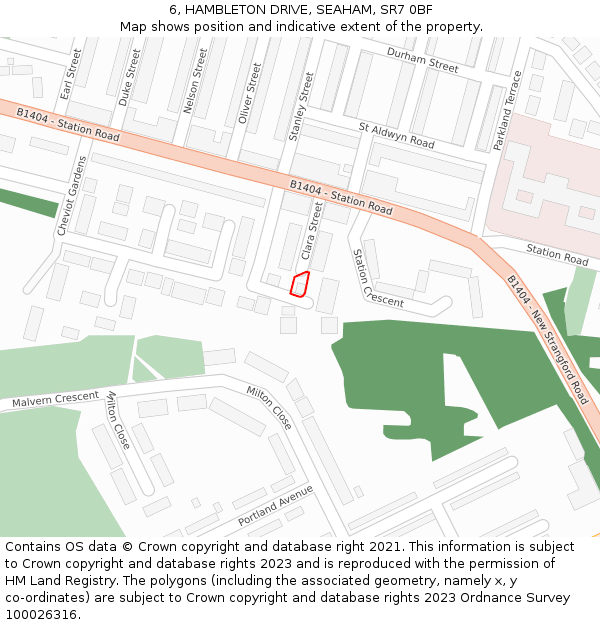 6, HAMBLETON DRIVE, SEAHAM, SR7 0BF: Location map and indicative extent of plot