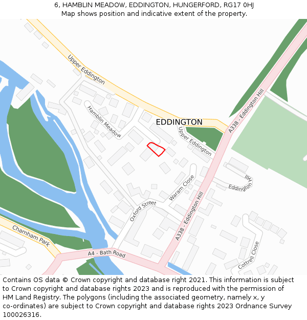 6, HAMBLIN MEADOW, EDDINGTON, HUNGERFORD, RG17 0HJ: Location map and indicative extent of plot