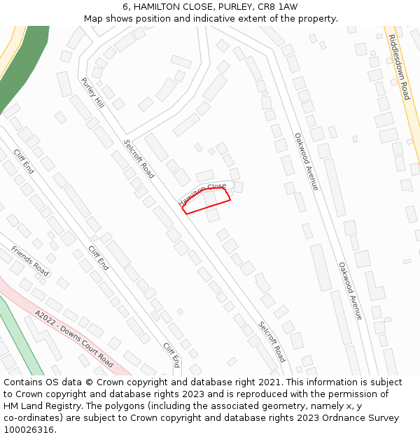 6, HAMILTON CLOSE, PURLEY, CR8 1AW: Location map and indicative extent of plot