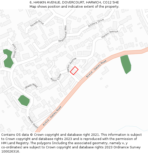 6, HANKIN AVENUE, DOVERCOURT, HARWICH, CO12 5HE: Location map and indicative extent of plot