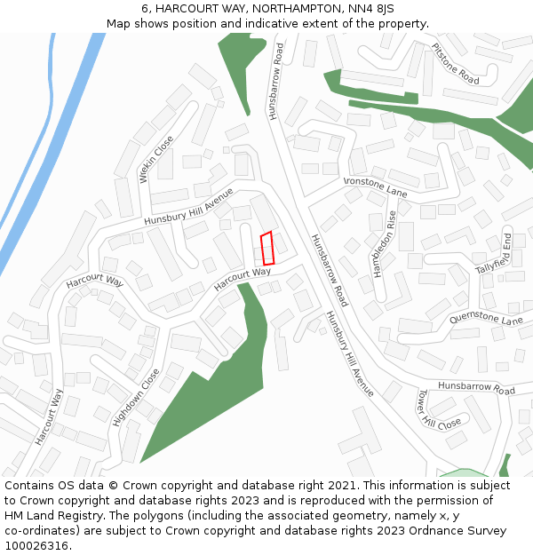 6, HARCOURT WAY, NORTHAMPTON, NN4 8JS: Location map and indicative extent of plot