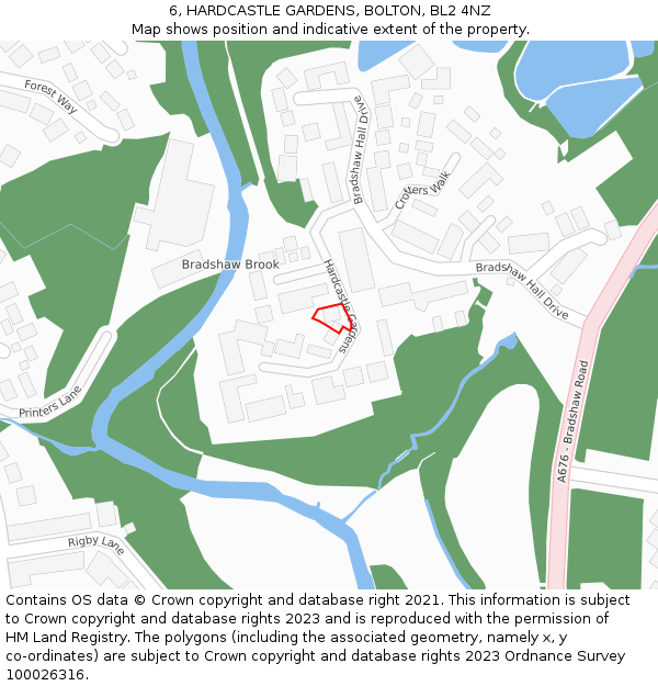 6, HARDCASTLE GARDENS, BOLTON, BL2 4NZ: Location map and indicative extent of plot