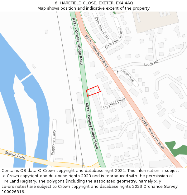 6, HAREFIELD CLOSE, EXETER, EX4 4AQ: Location map and indicative extent of plot