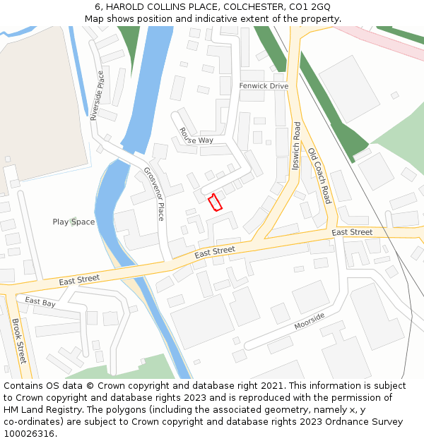 6, HAROLD COLLINS PLACE, COLCHESTER, CO1 2GQ: Location map and indicative extent of plot