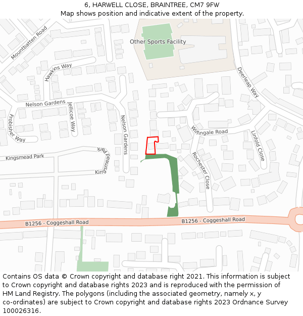 6, HARWELL CLOSE, BRAINTREE, CM7 9FW: Location map and indicative extent of plot