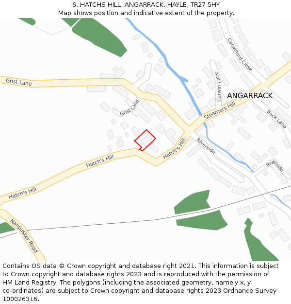 6, HATCHS HILL, ANGARRACK, HAYLE, TR27 5HY: Location map and indicative extent of plot
